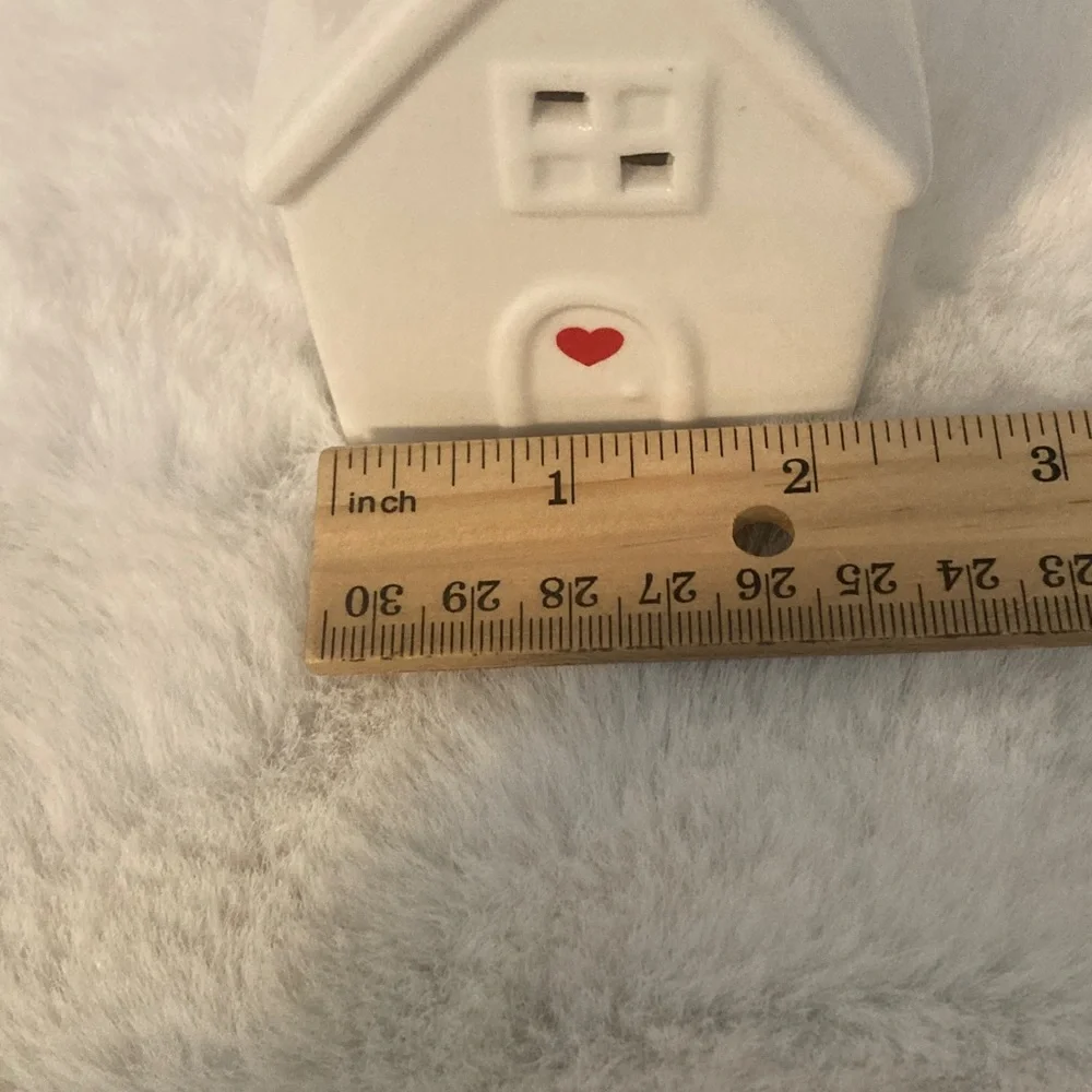 Mini Ceramic Holiday House with Heart Accent